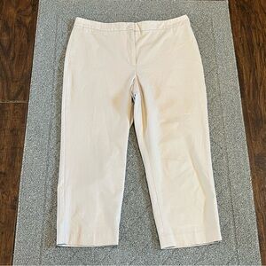 Talbots Heritage Pants Womens 14 Cream  Crop Wide Leg High Rise Trouser